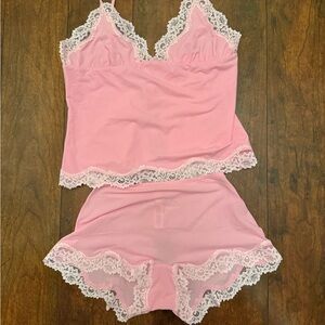 SKIMS Fits Everybody Pink Lace Trim Cami and Boyshort Set SOLD OUT SET